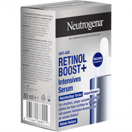 Neutrogena Retinol Boost+ Intensives Serum, 30 ml, Neutrogena Retinol Boost+ Интенсивная ночная сыворотка с чистым ретинолом, 30 мл