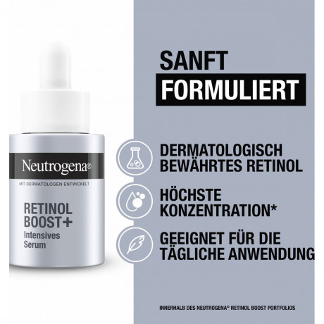Neutrogena Retinol Boost+ Intensives Serum, 30 ml, Neutrogena Retinol Boost+ Интенсивная ночная сыворотка с чистым ретинолом, 30 мл
