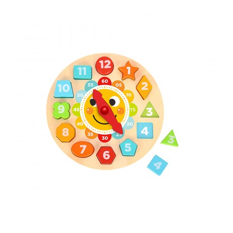 Tooky Toy Kinder Holz-Puzzle Uhr Motorikspielzeug Детская деревянная головоломка с часами