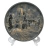 Prague Charles Bridge, Декоративное рельефное панно "Ночная Прага в золоте" с трехмерным изображением Карлова моста, дерево, 20см, Чехия 1950г.
