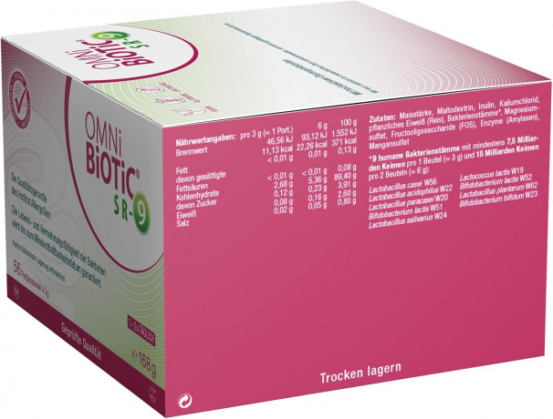 OMNI BIOTIC SR-9 56st х 2 packs, Комплекс бактерий Омни Биотик при стрессах, расстройствах и тревоге: 9 штаммов + Витамины группы В, 56 саше x 2 упаковки (112 саше)