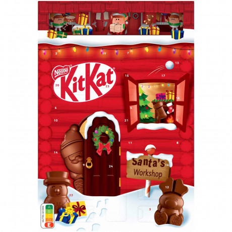 KitKat Adventskalender, KitKat 3D адвент-календарь 2026 с шоколадно-вафельными фигурками, 24 окошка, 208 г