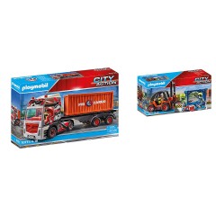 PLAYMOBIL 2er Set: 70771 LKW mit Anhanger + 70772 Gabelstapler mit Fracht Набор из 2-х частей: грузовик 70771 с прицепом + вилочный погрузчик 70772 с грузом