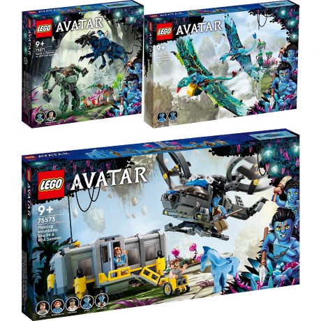 LEGO Avatar: 3er Set: Neytiri und Thanator vs. Quaritch im MPA (75571); 560 Teile + Jakes und Neytiris erster Flug auf einem Banshee (75572); Bau- und Spielset (572 Teile) + Schwebende Berge: Site 26 und Аватар: Набор из 3: Нейтири и Танатор против Куорич