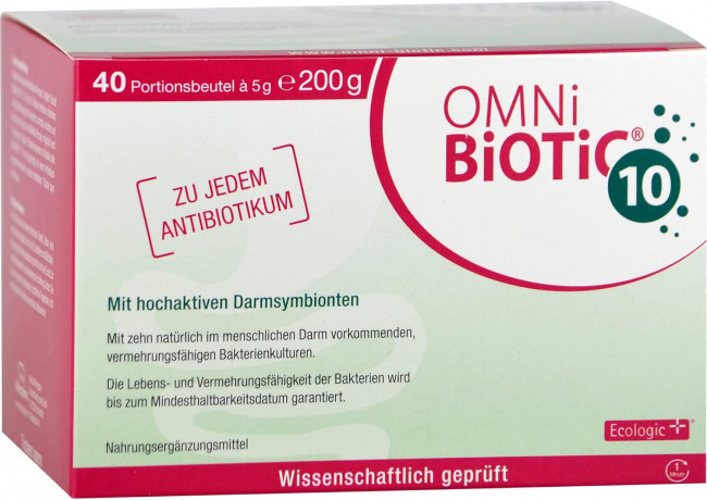 OMNI-BIOTIC 10, 40x5g, Комплекс бактерий Омни Биотик 10 штаммов бактерий для микрофлоры кишечника, Германия, 40 саше х 5 грамм