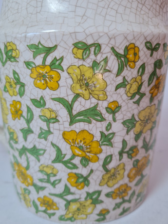 Набор посуды винтажный Taunton Valb England: чайник, молочник, сахарница, банка с крышкой "Желтые цветы", фарфор, Англия, 1960-70гг.