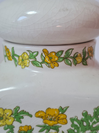Набор посуды винтажный Taunton Valb England: чайник, молочник, сахарница, банка с крышкой "Желтые цветы", фарфор, Англия, 1960-70гг.
