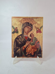 Картина винтажная "Богородица", дерево, ручная роспись, 21 x 27,5 см, Германия, 1960-70гг.