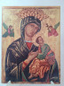 Картина винтажная "Богородица", дерево, ручная роспись, 21 x 27,5 см, Германия, 1960-70гг.