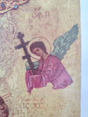 Картина винтажная "Богородица", дерево, ручная роспись, 21 x 27,5 см, Германия, 1960-70гг.