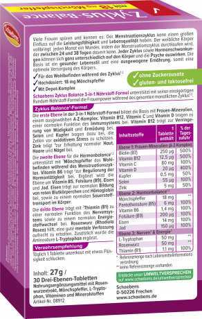 Schaebens Zyklus Balance 3-in-1 Naehrstoff-Formel 30 Tabletten, Витаминно-минеральный комплекс для женщин Zyklus Balance, 30 таблеток