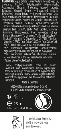 SANTE High Coverage Foundation 05 W Beige, 25 ml, Санте Тональный крем High Coverage с плотным покрытием, оттенок 05 W Beige, тёплый бежевый, 25 мл