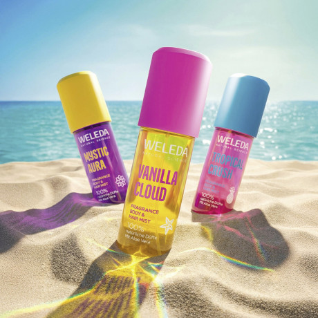 WELEDA Fragrance Body & Hair Mist Tropical Crush, 95 ml, Ароматический спрей для тела и волос Tropical Crush с манго, малиной и ананасом, 95 мл