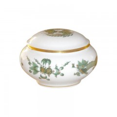 Meissen Meissen  'Neuer Ausschnitt - Reicher Drache grun goldschattiert mit Goldrand' Dose h: 5,5 cm / d: 8 cm Мейсен &quot;New Cutout - Rich Dragon зелено-золотой оттенок с золотым ободком&quot; шкатулка В: 5,5 см / Г: 8 см
