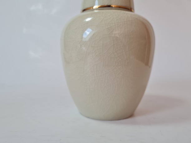 Винтажная фарфоровая ваза с крышкой в японском стиле, расписанная вручную "Птицы в японском саду", 13см х 11см, Япония, 1950-60гг.