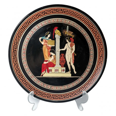 Apollo, Коллекционная керамическая тарелка репродукция картины 480г до н.э. "Электра и ее брат Орест и любовник Эгисф", 25см, Греция 1970-1980г.