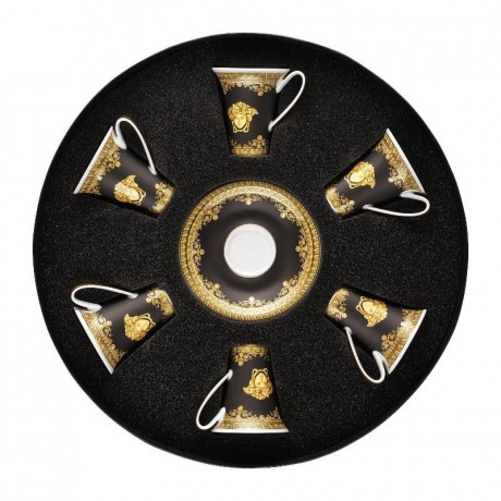 Rosenthal meets Versace Rosenthal Versace I love Baroque - Nero Espresso-/Mokkatasse 0,09 L 6x Obertasse / 6x Untertasse Rosenthal Versace I love Baroque - Чашка Nero для эспрессо/мокко 0,09 л 6x чашек / 6x блюдец