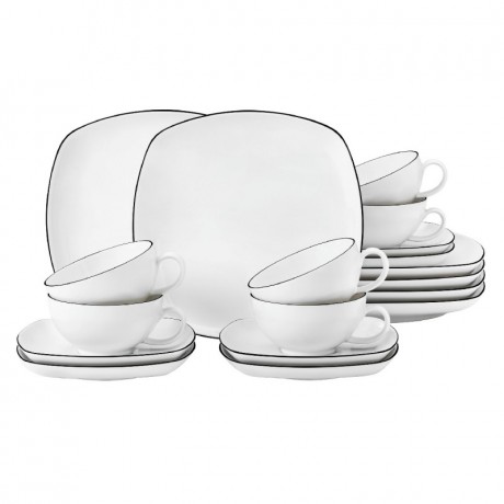 Seltmann Weiden Seltmann Weiden Lido Black Line Tee-Set eckig gross 18-tlg. Seltmann Weiden Lido Black Line Чайный набор квадратный большой, 18 предм.
