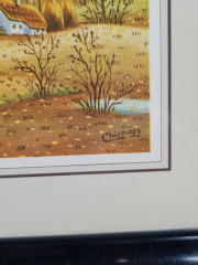 Картина винтажная Chispasa &quot;Фермер в полях&quot;, в раме, 15 х 12 см, Германия, 1980-90гг.