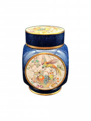 Банка для чая винтажная Carlton Ware England &quot;Фрукты и птица&quot;, в ярких тонах, керамика, 13 х 8 см, Англия, 1960-70гг.