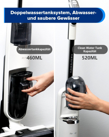 Redkey Redkey Nass-Trocken-Akkusauger W12, 150,00 W, Beutellos, Handstaubsauger, Akkustaubsauger, Selbstreinigung, Staubsauger Kabellos, 3-in-1 Nass Trockensauger, LED Anzeige, Doppelwassertank Беспроводной пылесос Redkey для сухой и влажной уборки W12,