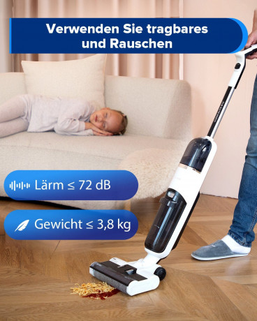 Redkey Redkey Nass-Trocken-Akkusauger W12, 150,00 W, Beutellos, Handstaubsauger, Akkustaubsauger, Selbstreinigung, Staubsauger Kabellos, 3-in-1 Nass Trockensauger, LED Anzeige, Doppelwassertank Беспроводной пылесос Redkey для сухой и влажной уборки W12,