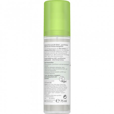 LAVERA Deospray Natural & Refresh, 75 ml, Лавера Дезодорант-спрей Натуральная Свежесть, лайм и вербена, без алюминия, 75 мл