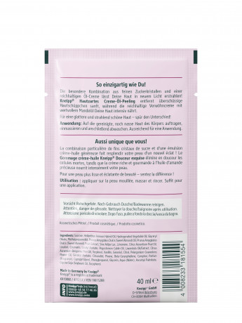Kneipp Hautzartes Creme-Oel-Peeling, 40 ml, Kneipp крем-масляный сахарный скраб Hautzartes с миндальным маслом, 40 мл