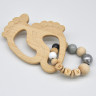 glucksWunder Holz Greifling Beissring Babyfusschen Buche personalisiert mit Name in Geschenkverpackung Деревянное кольцо для прорезывания зубов детские ножки бук персонализированное с именем в подарочной коробке