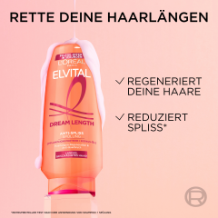 L'Oreal Paris Elvital Dream Length Super Aufbau Spuelung, 250 ml, Укрепляющий кондиционер для длинных волос против ломкости, с растительными протеинами и касторовым маслом, 250 мл