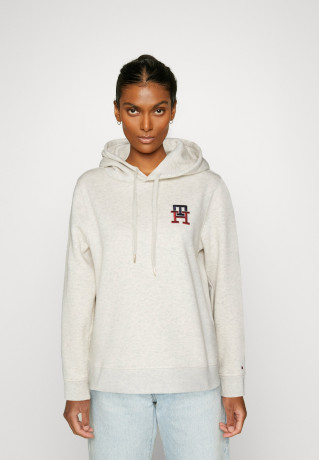Tommy Hilfiger MONOGRAM HOODIE Hoodie heathered oatmilk ХУДИ С МОНОГРАММОЙ Толстовка с капюшоном овсяное молоко