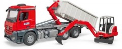 Bruder 03624 MB Arocs LKW mit Abrollcontainer u. Schaeff HR16 Minibagger 03624 Грузовик MB Arocs с выкатным контейнером и мини-экскаватором Schaeff HR16