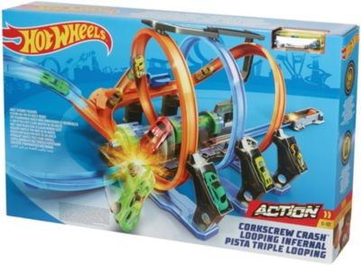 Mattel Hot Wheels Korkenzieher-Crash Trackset inkl. 1 Spielzeugauto Набор гоночных треков Hot Wheels, включая 1 игрушечную машинку.
