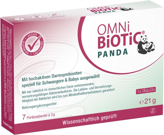 OMNI-BIOTIC Panda 7st, Пробиотик Омни-биотик Панда для беременных женщин и детей с рождения, 4 штамма полезных бактерий, 7 штук х 3г