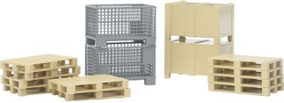 Bruder BRUDER 02415 Logistik-Set Paletten und Korbe 1:16 BRUDER 02415 логистический набор поддоны и корзины 1:16