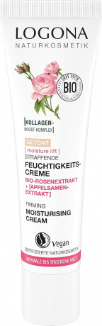 Logona Straffende Feuchtigkeitscreme geönt Bio-Rosenextrakt & Bio-Apfelsamenextrakt Logona Logona Тональный укрепляющий и увлажняющий крем с органическими экстрактами розы и семян яблока, 30мл