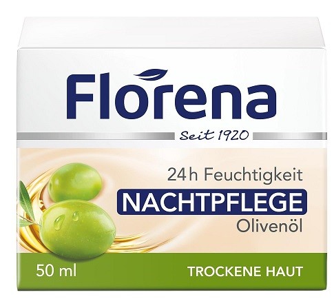 Florena 24h Feuchtigkeit Nachtpflege Olivenöl Флорена Ночной крем для лица с Оливковым маслом, 50 мл