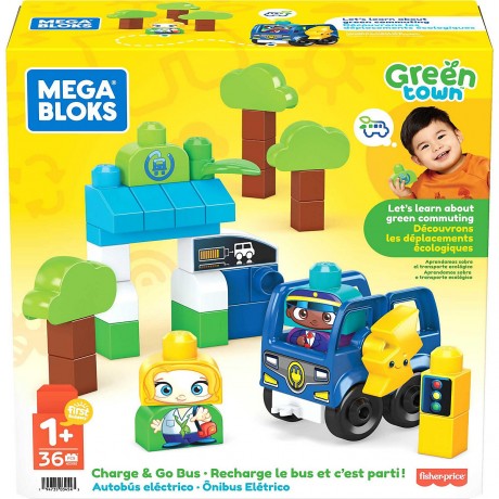 Mattel Mega Bloks Green Town Charge  Go Bus Автобус Mega Bloks Green Town Charge Go