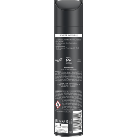 Schwarzkopf Taft Haarspray Power Invisible Haltegrad 5, Тафт Лак для волос Невидимая сильная фиксация 5, 250 мл