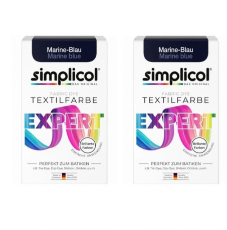 Simplicol Expert Marine-Blau 2st, Краска для ткани синяя, интенсивное перекрашивание одежды, для стиральной машины 40C, 150 г x 2 штуки