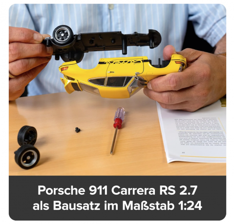 Porsche 911 Carrera RS 2.7 Franzis 67273, Адвент-календарь Конструктор модель 1:24 с подсветкой и звуковым модулем, 24 детали, коллекционная модель, подарок мужчине