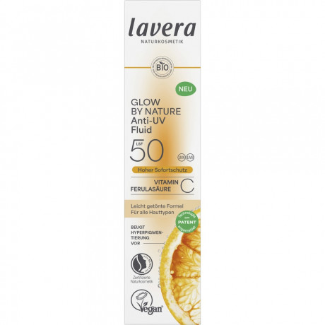 LAVERA Glow by Nature Anti-UV Fluid LSF 50, 40 ml, Лавера Солнцезащитный флюид SPF 50, минеральный фильтр, витамин E, легкая текстура, 40 мл