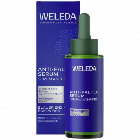 WELEDA Anti-Falten Serum, 30 ml, Сыворотка против морщин с синей горечавкой и эдельвейсом, комплекс Collagen+ Active, 30 мл