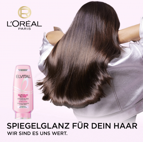 L'Oreal Paris Elvital Glycolic Gloss Spiegelglanz Spuelung, 250 ml, Кондиционер с гликолевой кислотой для гладкости и зеркального блеска волос, увлажнение до 48 часов, 250 мл
