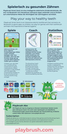 playbrush Elektrische Zahnbürste Kinder Smart Sonic blau Детская электрическая зубная щетка, цвет синий