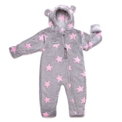Hoppediz Overall aus Fleece Babyeinteiler grau-rose Комбинезон из флиса детский цельнокроеный серо-розовый