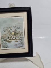 Картина винтажная Chispasa &quot;Зимний городок&quot;, в раме, 15 х 12 см, Германия, 1980-90гг.