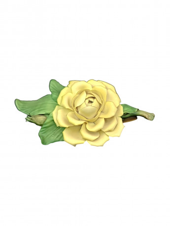 Статуэтка винтажная The Franklin Mint "Желтый цветок с листьями", фарфор, 17 х 5 см, Италия, 1985 год.