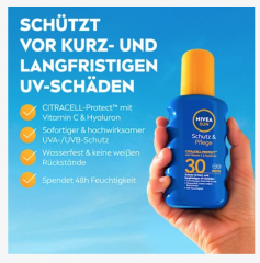 NIVEA SUN Sonnenspray Schutz &amp; Pflege LSF 30, Солнцезащитный спрей для защиты и ухода за кожей, SPF 30, 200 мл