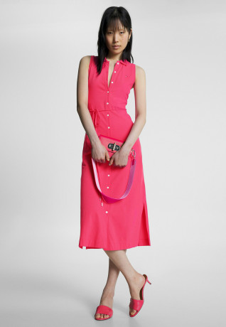 Tommy Hilfiger SLM COLLR DTAIL MIDI DRS NS Shirt dress bright cerise pink SLM COLLR DTAIL MIDI DRS NS Платье-рубашка ярко-вишнево-розовый
